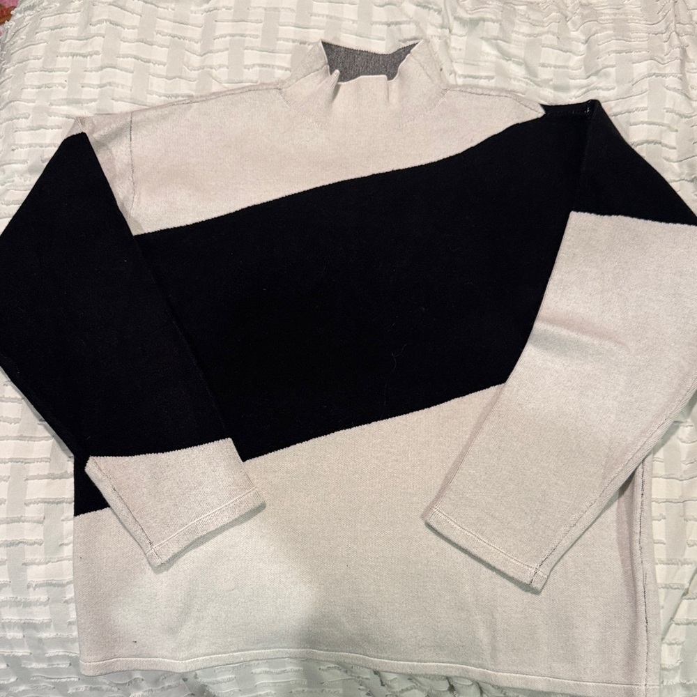 Eloquii Black and Light Gray Mock Turtleneck Sweater